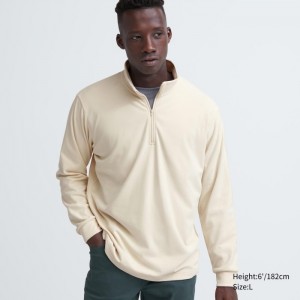 Tricko Uniqlo Smooth Fleece Half-Zip Long-Sleeve Panske Natural Slovensko | C787526
