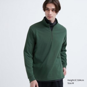 Tricko Uniqlo Smooth Fleece Half-Zip Long-Sleeve Panske Zelene Slovensko | Z605650