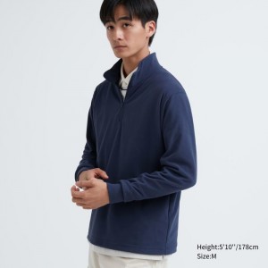 Tricko Uniqlo Smooth Fleece Half-Zip Long-Sleeve Panske Modre Slovensko | D089525