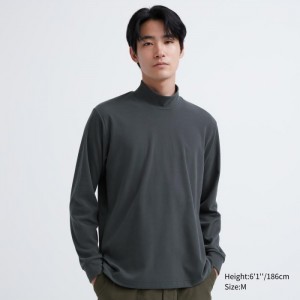 Tricko Uniqlo Smooth Fleece Mock Neck Long-Sleeve Damske Tmavo Siva Slovensko | X617047