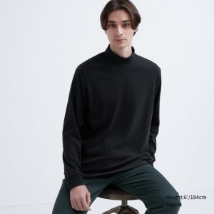 Tricko Uniqlo Smooth Fleece Mock Neck Long-Sleeve Damske Čierne Slovensko | K302943