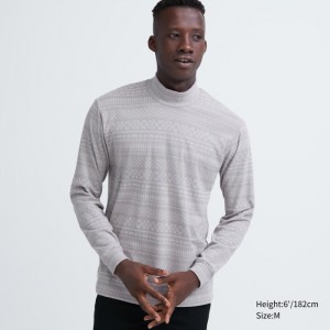 Tricko Uniqlo Smooth Fleece Printed Mock Neck Long-Sleeve Panske Siva Slovensko | D809829