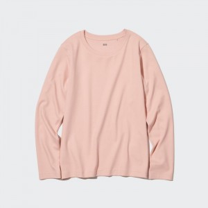 Tricko Uniqlo Smooth Stretch Bavlnene Crew Neck Long-Sleeve Damske Ruzove Slovensko | N024682