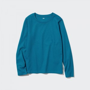 Tricko Uniqlo Smooth Stretch Bavlnene Crew Neck Long-Sleeve Damske Zelene Slovensko | S375202
