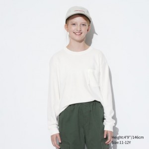 Tricko Uniqlo Soft Brushed Crew Neck Long-Sleeve Detske Biele Slovensko | D162840