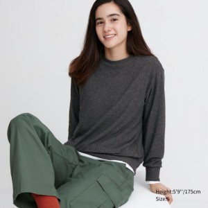 Tricko Uniqlo Soft Pletené Fleece Crew Neck Long-Sleeve Damske Tmavo Siva Slovensko | N072718