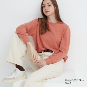 Tricko Uniqlo Soft Pletené Fleece Crew Neck Long-Sleeve Damske Svetlo Oranžové Slovensko | Y361138
