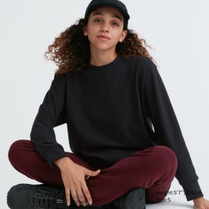 Tricko Uniqlo Soft Pletené Fleece Crew Neck Long-Sleeve Damske Čierne Slovensko | W367500