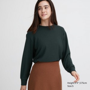 Tricko Uniqlo Soft Pletené Fleece Crew Neck Long-Sleeve Damske Tmavo Zelene Slovensko | H906898