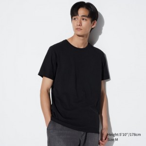 Tricko Uniqlo Supima® Bavlnene Crew Neck Kratke-Sleeve Panske Čierne Slovensko | A442543
