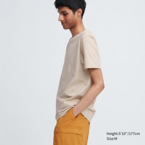 Tricko Uniqlo Supima® Bavlnene Crew Neck Kratke-Sleeve Panske Béžové Slovensko | U316373