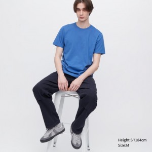 Tricko Uniqlo Supima® Bavlnene Crew Neck Kratke-Sleeve Panske Modre Slovensko | M097647