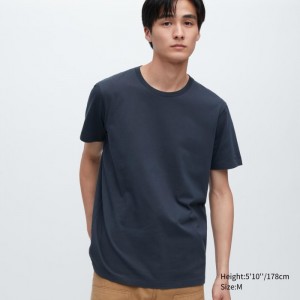 Tricko Uniqlo Supima® Bavlnene Crew Neck Kratke-Sleeve Panske Námornícka Modrá Slovensko | C277932