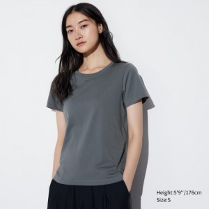 Tricko Uniqlo Supima Bavlnene Crew Neck Kratke Sleeve Damske Siva Slovensko | G168821