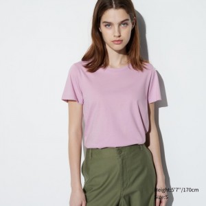 Tricko Uniqlo Supima Bavlnene Crew Neck Kratke Sleeve Damske Ruzove Slovensko | L646564