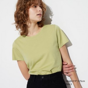 Tricko Uniqlo Supima Bavlnene Crew Neck Kratke Sleeve Damske Zelene Slovensko | U553479