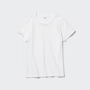 Tricko Uniqlo Supima® Bavlnene Crew Neck Kratke-Sleeve Damske Biele Slovensko | E518512