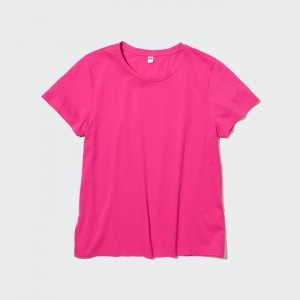 Tricko Uniqlo Supima® Bavlnene Crew Neck Kratke-Sleeve Damske Ruzove Slovensko | P568064