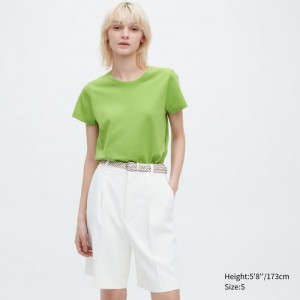 Tricko Uniqlo Supima® Bavlnene Crew Neck Kratke-Sleeve Damske Zelene Slovensko | A032971