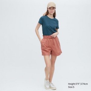 Tricko Uniqlo Supima® Bavlnene Crew Neck Kratke-Sleeve Damske Modre Slovensko | Y220306