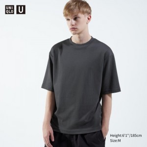 Tricko Uniqlo U AIRism Bavlnene Oversized Crew Neck Half-Sleeve Damske Siva Slovensko | P425126