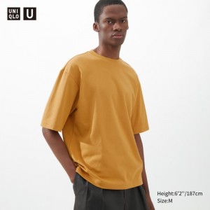 Tricko Uniqlo U AIRism Bavlnene Oversized Crew Neck Half-Sleeve Damske Oranžové Slovensko | P530855