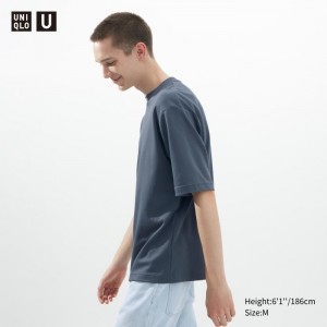 Tricko Uniqlo U AIRism Bavlnene Oversized Crew Neck Half-Sleeve Damske Modre Slovensko | E966246