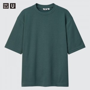 Tricko Uniqlo U AIRism Bavlnene Oversized Crew Neck Half-Sleeve Damske Olivovo Zelená Slovensko | C217960