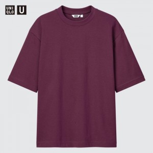 Tricko Uniqlo U AIRism Bavlnene Oversized Crew Neck Half-Sleeve Damske Nachový Slovensko | S105536