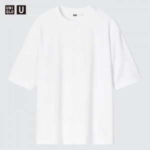 Tricko Uniqlo U AIRism Bavlnene Oversized Crew Neck Half-Sleeve Panske Biele Slovensko | U478764