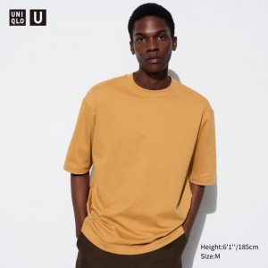 Tricko Uniqlo U AIRism Bavlnene Oversized Crew Neck Half-Sleeve Panske Oranžové Slovensko | H294828