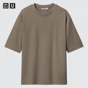 Tricko Uniqlo U AIRism Bavlnene Oversized Crew Neck Half-Sleeve Panske Zelene Slovensko | L197525
