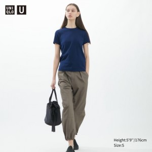 Tricko Uniqlo U Crew Neck Kratke-Sleeve Damske Námornícka Modrá Slovensko | Z113685