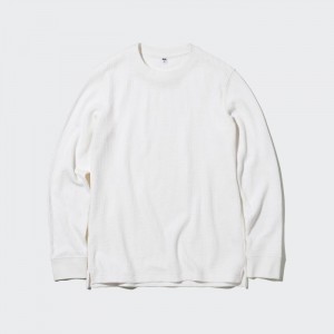 Tricko Uniqlo Waffle Crew Neck Long-Sleeve (2022 Edition) Panske Biele Slovensko | D895081
