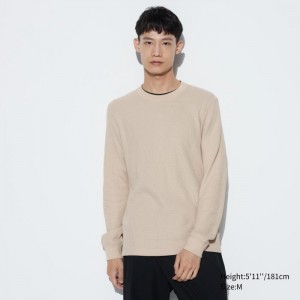 Tricko Uniqlo Waffle Crew Neck Long-Sleeve Panske Natural Slovensko | J850955