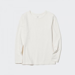 Spodné Tričká Uniqlo HEATTECH Bavlnene Crew Neck Long-Sleeve T-Shirt (Extra Warm) (2022 Edition) Damske Biele Slovensko | J496685