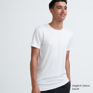 Spodné Tričká Uniqlo HEATTECH Crew Neck Kratke-Sleeve T-Shirt Panske Biele Slovensko | C728645