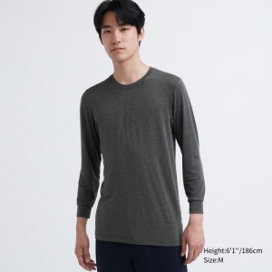 Spodné Tričká Uniqlo HEATTECH Crew Neck Long-Sleeve T-Shirt Panske Tmavo Siva Slovensko | M423882