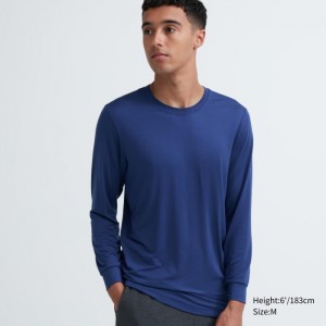 Spodné Tričká Uniqlo HEATTECH Crew Neck Long-Sleeve T-Shirt Panske Modre Slovensko | V801461