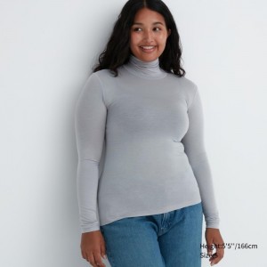 Spodné Tričká Uniqlo HEATTECH Ultra Light Turtleneck Long-Sleeve T-Shirt Damske Siva Slovensko | H253473