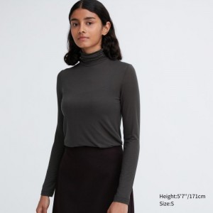 Spodné Tričká Uniqlo HEATTECH Ultra Light Turtleneck Long-Sleeve T-Shirt Damske Tmavo Siva Slovensko | I767067