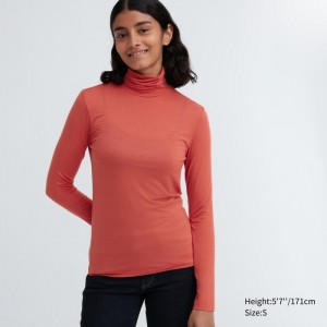 Spodné Tričká Uniqlo HEATTECH Ultra Light Turtleneck Long-Sleeve T-Shirt Damske Oranžové Slovensko | A589630