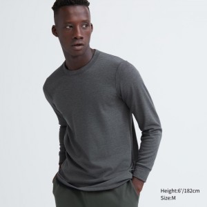 Spodné Tričká Uniqlo HEATTECH Ultra Warm Crew Neck Long-Sleeve T-Shirt Panske Tmavo Siva Slovensko | G857755