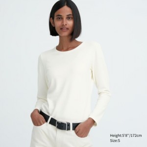 Spodné Tričká Uniqlo HEATTECH Ultra Warm Crew Neck Long-Sleeve T-Shirt Damske Biele Slovensko | Z137554
