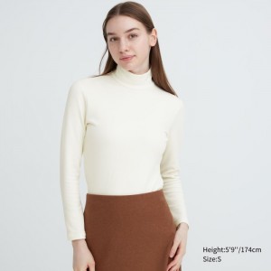 Spodné Tričká Uniqlo HEATTECH Ultra Warm High Neck T-Shirt Damske Biele Slovensko | Y491323