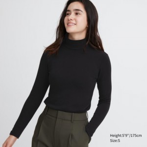 Spodné Tričká Uniqlo HEATTECH Ultra Warm High Neck T-Shirt Damske Čierne Slovensko | M713719