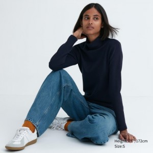Spodné Tričká Uniqlo HEATTECH Ultra Warm High Neck T-Shirt Damske Námornícka Modrá Slovensko | Q395974