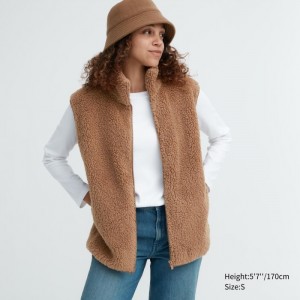 Vesta Uniqlo Light Pile-Podsite Fleece Damske Hnede Slovensko | H428042
