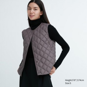 Vesta Uniqlo PUFFTECH Prešívané (Warm Polstrované) Damske Siva Slovensko | N560743