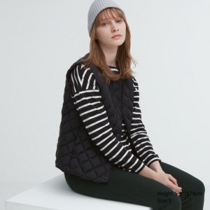 Vesta Uniqlo PUFFTECH Prešívané (Warm Polstrované) Damske Čierne Slovensko | C532109